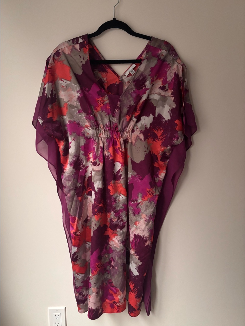 Halston Heritage Magenta and Coral Abstract Print Dress
